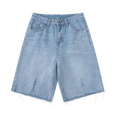 Fashion Streetwear Rough Edge Slit Jeans Shorts InsStreet